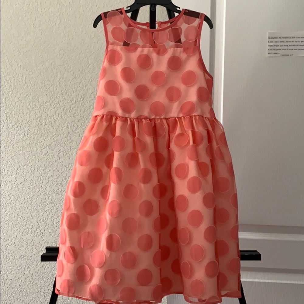 Peach polka dot girls dress